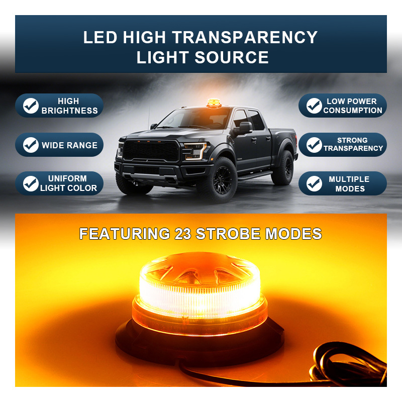 24W LED Strobe Warning Beacon Lights 12V High Brightness Car Emergency Flash Lights With 8 Flash Patterns And Long Service Life