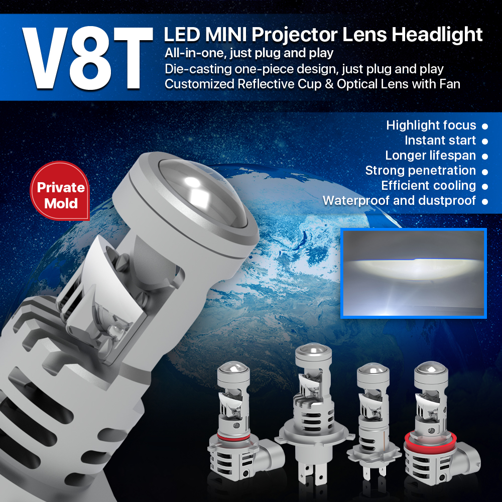 Wholesale Price for Automotive Parts V8T H4 LED Blub 10000LM 80w 9005 9006 H7 H8 H11 12V Automotive LED Headlight Bulb