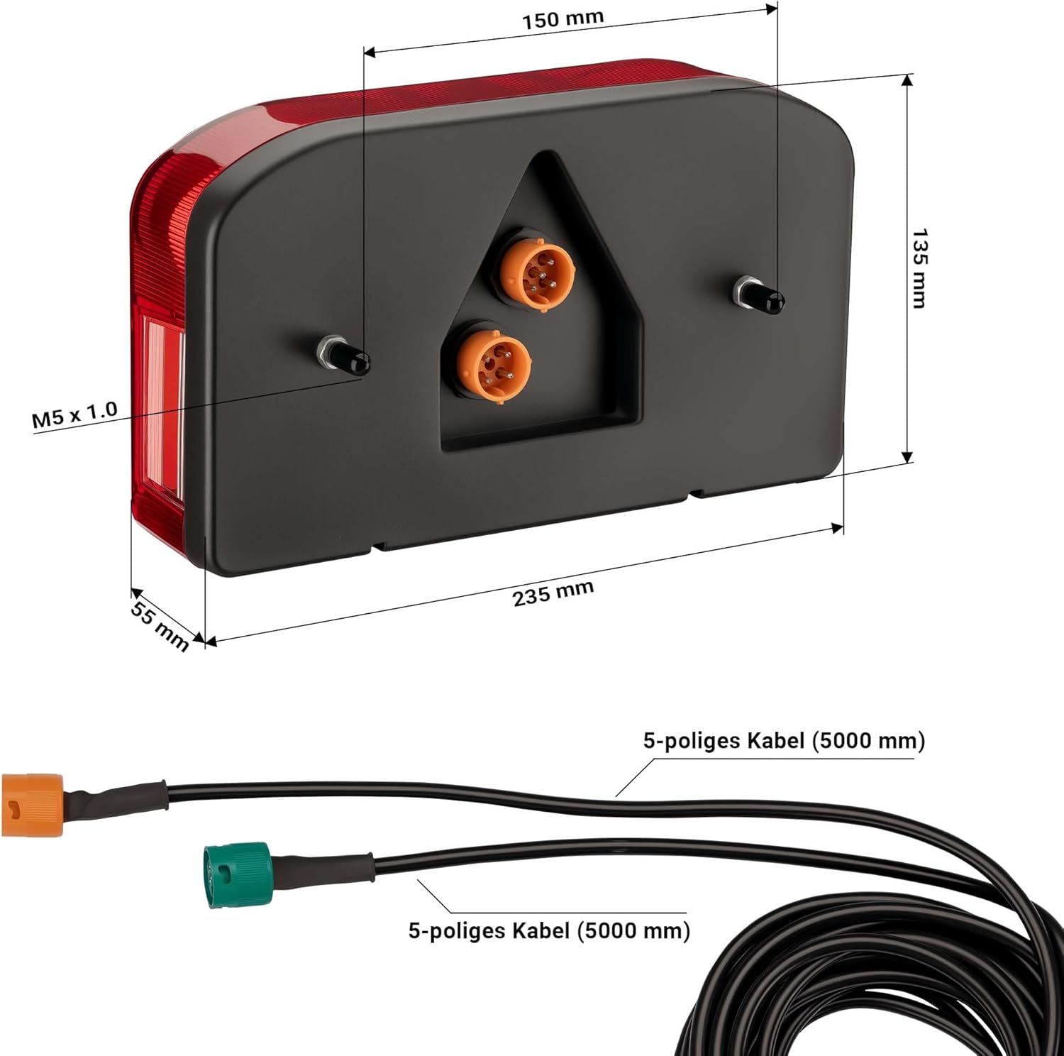 E-Mark Certified 13 Pin Emark Multi Function 12V/24V Trailer Tail Light Kit Energy-efficient High Brightness Wiring Rear Lights