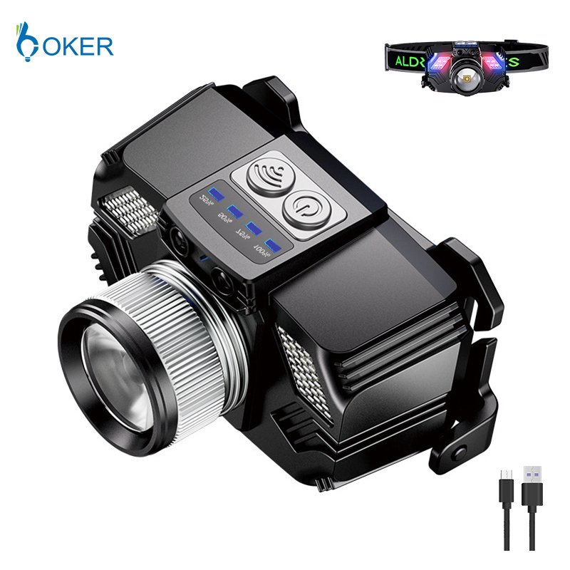 Smart Sensor Headlight Rotate Zoom Good Quality Modern Outdoor 3 Modes Rechargeable Led Head Torch Headlamp