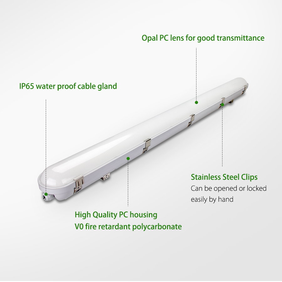 Garage Parking Lot Car Wash IP66 60cm 120cm 150cm LED Linear Vapor Tight Fixture Triproof Batten Light