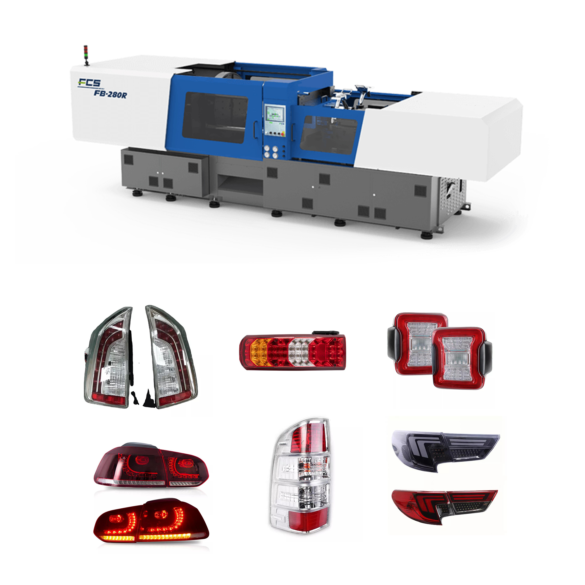 LED Tail Lights Auto Lighting System Taillight Making Two Color Injection Molding Machine 280ton FB-280R