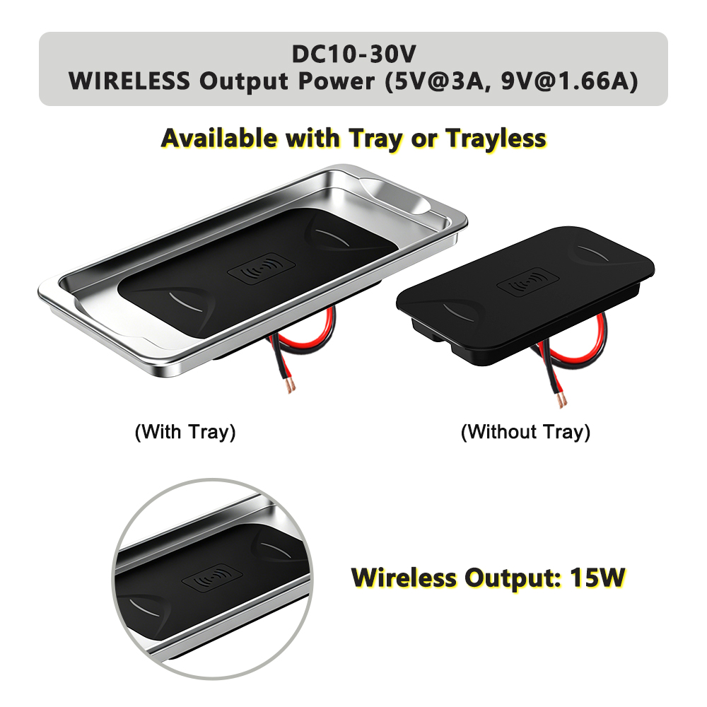 Universal DC Input 12V 24V Flush Mount 15W Car Phone Wireless Charging Embedded Bus Seat Car Wireless Charger for Camper Van Rv