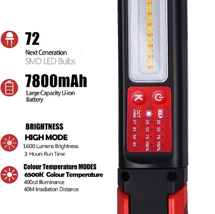 Customizable 1600lm Portable Hood Light 360 Degree Mechanical Light With Magnetic And Hook Car Maintenance LED Work Light