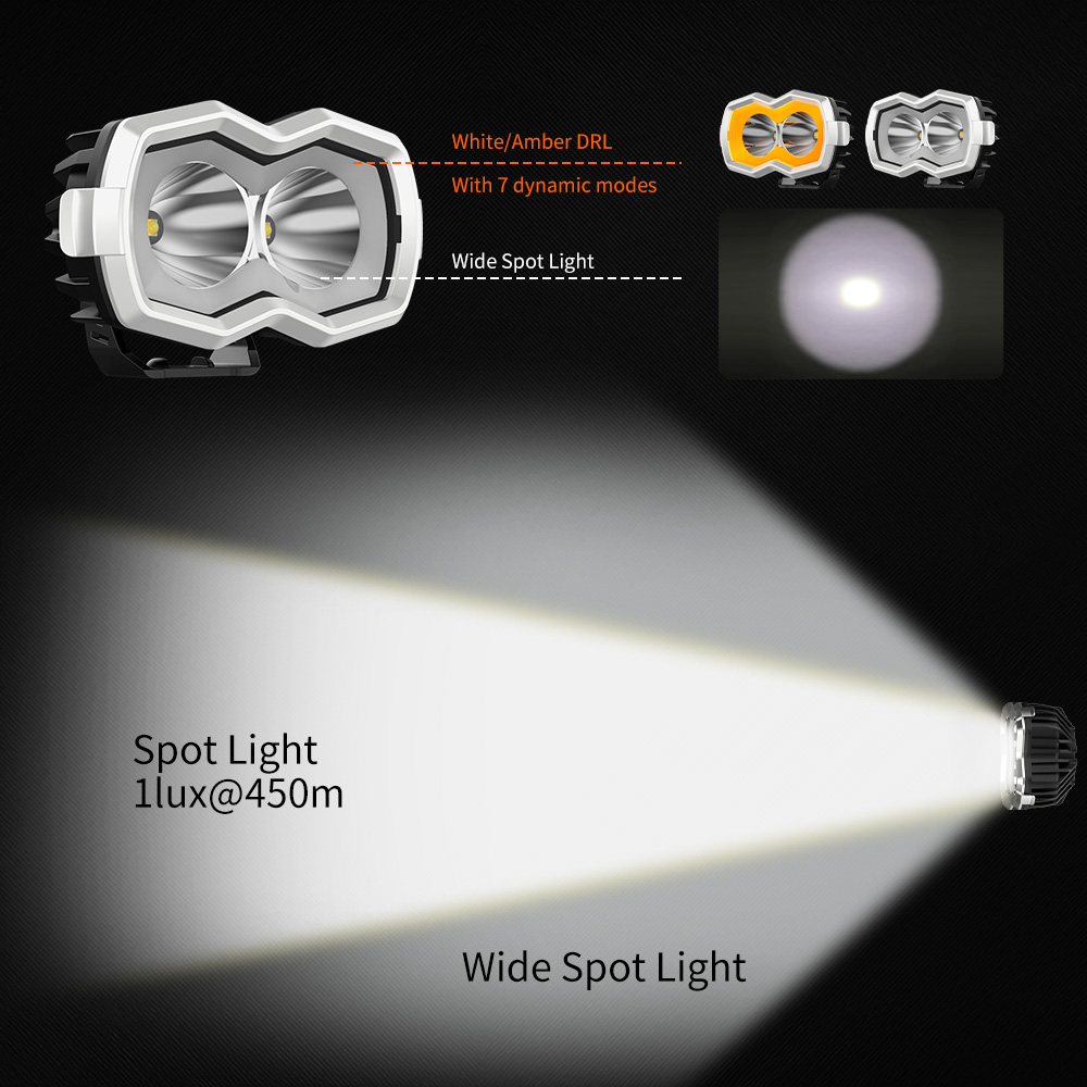 White Amber DRL 7 Modes Chasing LED Spot Auxiliary Light 5 Inch A-Pillar Mount Pods For Hilux Tacoma