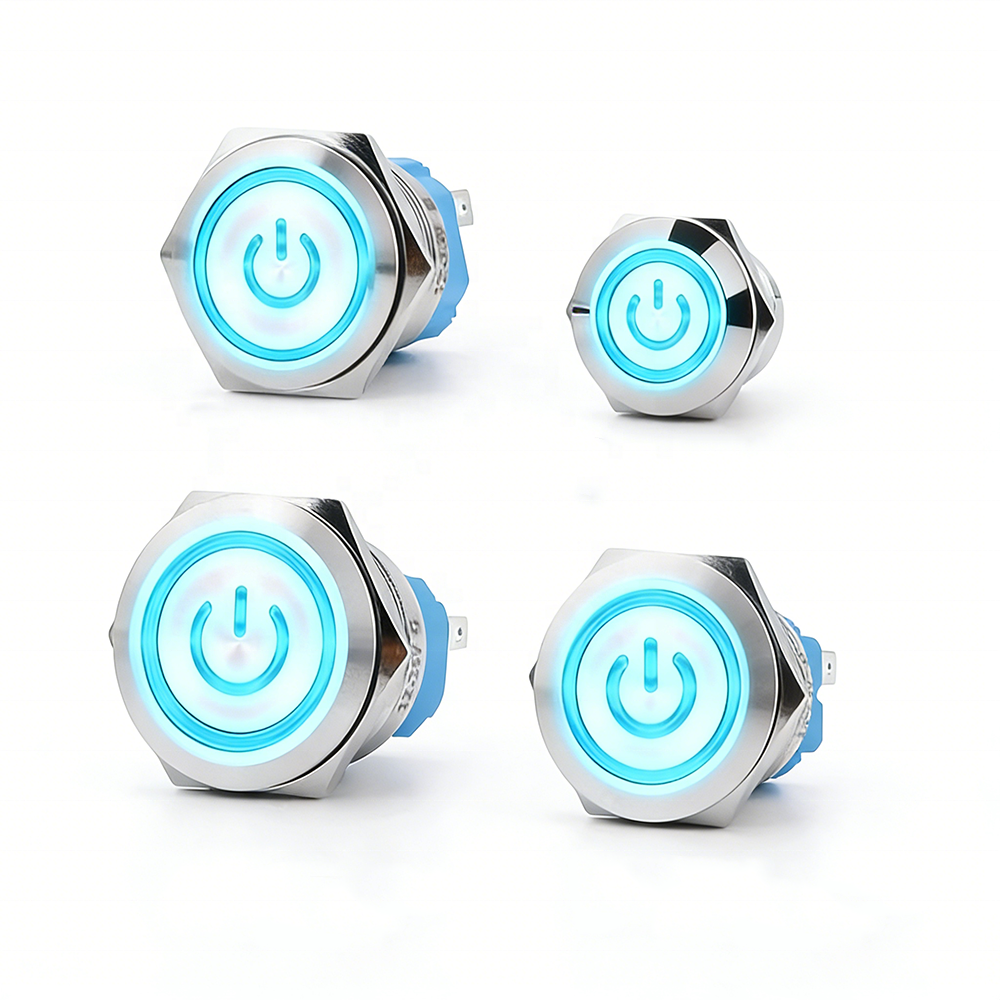 Long Service Life Metal Push Button Switch 12/16/19/22mm Momentary LED IP65 Waterproof 1NO Automotive Use