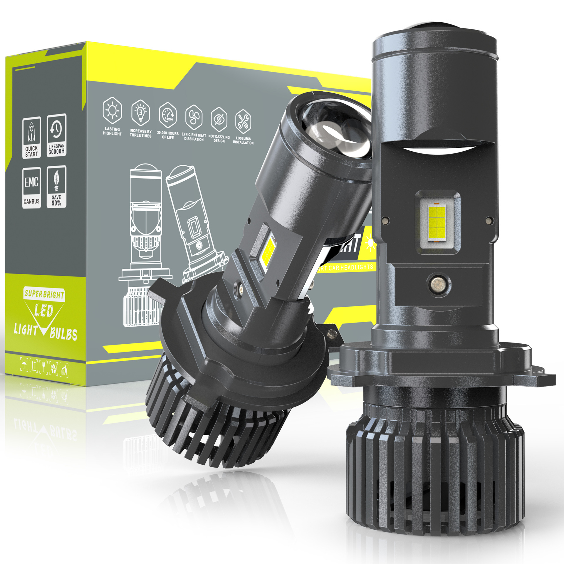 Liangsee Manufacturer's Hot-selling New 12V H4 LED Lens Headlight Lighting System 6000K 70W 8400 Lumens Universal Fitment