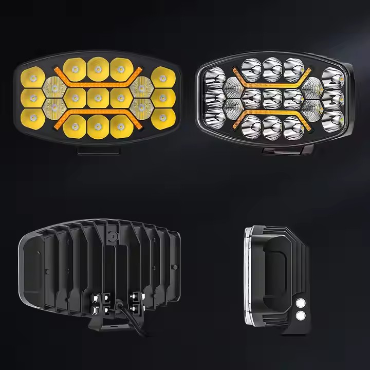 12V 24V Big Heavy Truck 10inch Led Spot Driving Lights with White Amber Dual Color DRL Lights