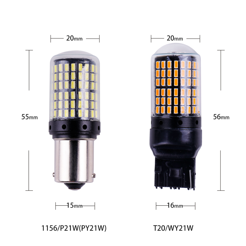 20W 12V-40V 1156 BAU15S 1157 BAY15D T20 T25 7440 7443 3157 3014 144SMD Car Light Bulb Turn Signal Light Amber Red Brake Light