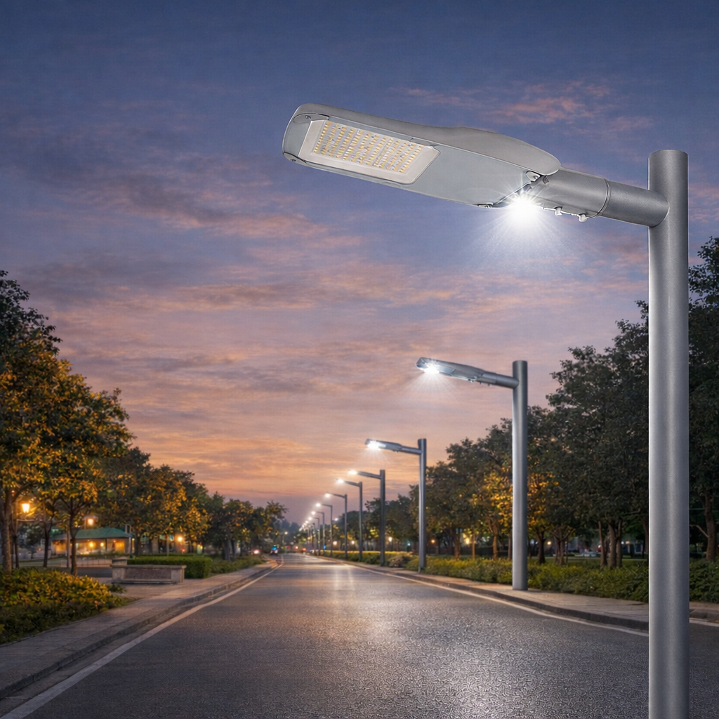 Advanced IP66 IK10 190lm High Efficacy LED Street Light for Roadway Highway Street Parking and Public Area
