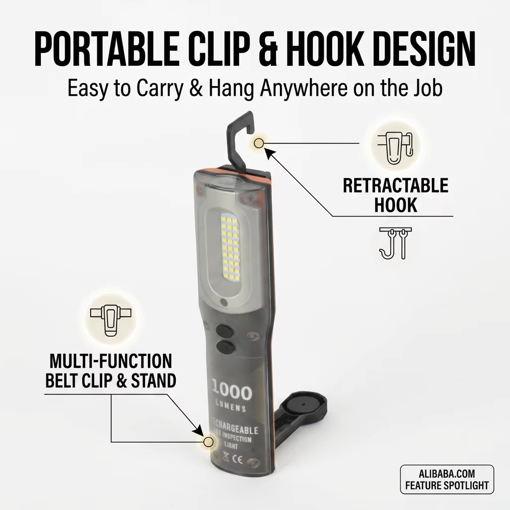 Bright 1200 Lumens Foldable LED Inspection Light Compact Portable Integrated Back Bracket Workshop Use OEM ODM