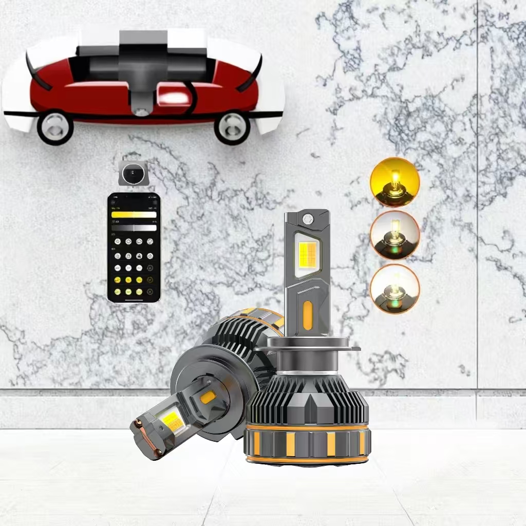Saiman 200W 100W App Control Car Headlight 3000K-6000K Adjustable Smart AI H1 H4 H7 H11 9005 9006 H13 Led Lamp Car Headlight