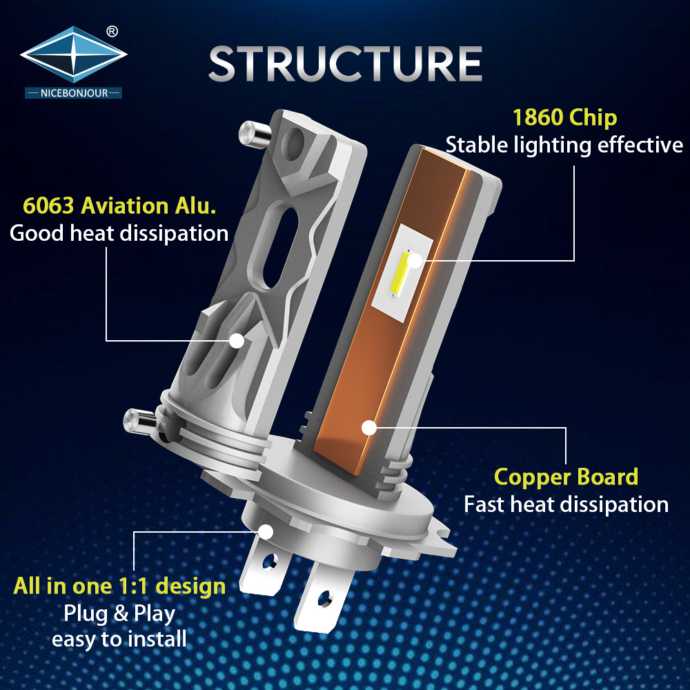 OEM &amp; ODM High Power LED Lighting System 6500K New H4/H7/H11/9005/9006/H1/H3 LED Headlight Bulb for Car Aluminum Material