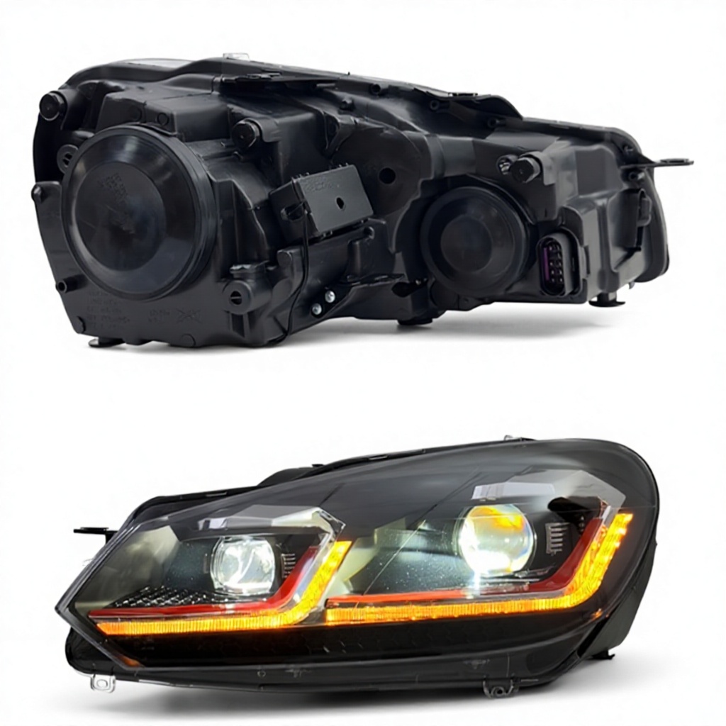 2PCS New Golf 6 2009-2012 LED Headlights DRL HID Bi-Xenon Retrofit/Upgrade 12V Auto Accessories 3-year Warranty
