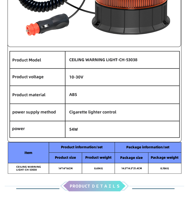 Hot Selling Heavy Duty Amber LED Strobe Warning Light for Vehicle Roof Top Agricultural Machinery Light Waterproof for Truck