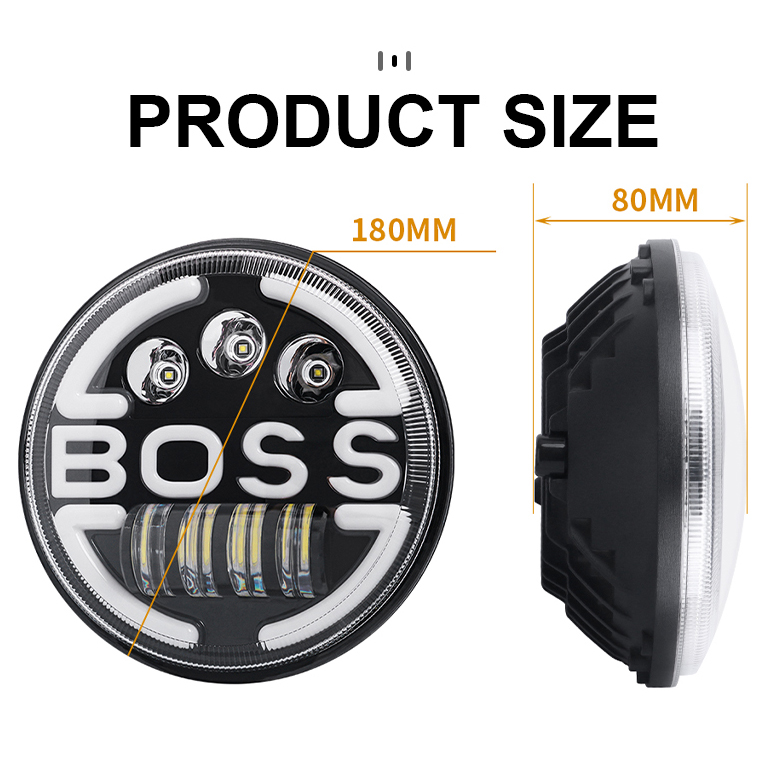 Newest Boss Angel Eye DRL Fog Light Halo Ring Waterproof 24V 12V Off Road Round 7 Inch Led Headlight for Motorcycle Car JK JL