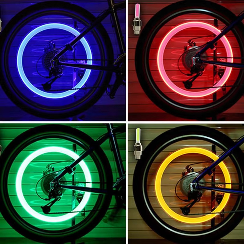 Safety Firefly LED Wheel Tire Valve Cap Lights 4 Colors For Cars Motorcycles Bicycles Motion Activated Decorative Glow Lamp