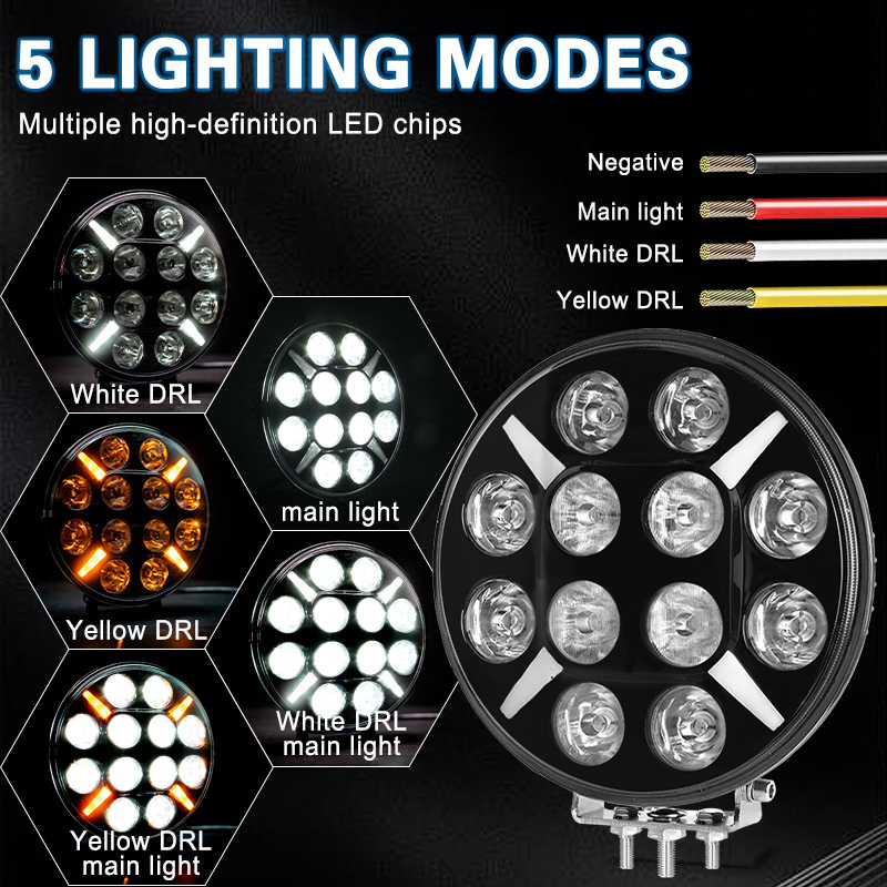 Super Bright 12V 24V 9 Inch Truck Lights Extra Extraljus 9" Led Extraljus 120w Med Drl 9 Inch Led Driving Light For Truck Car