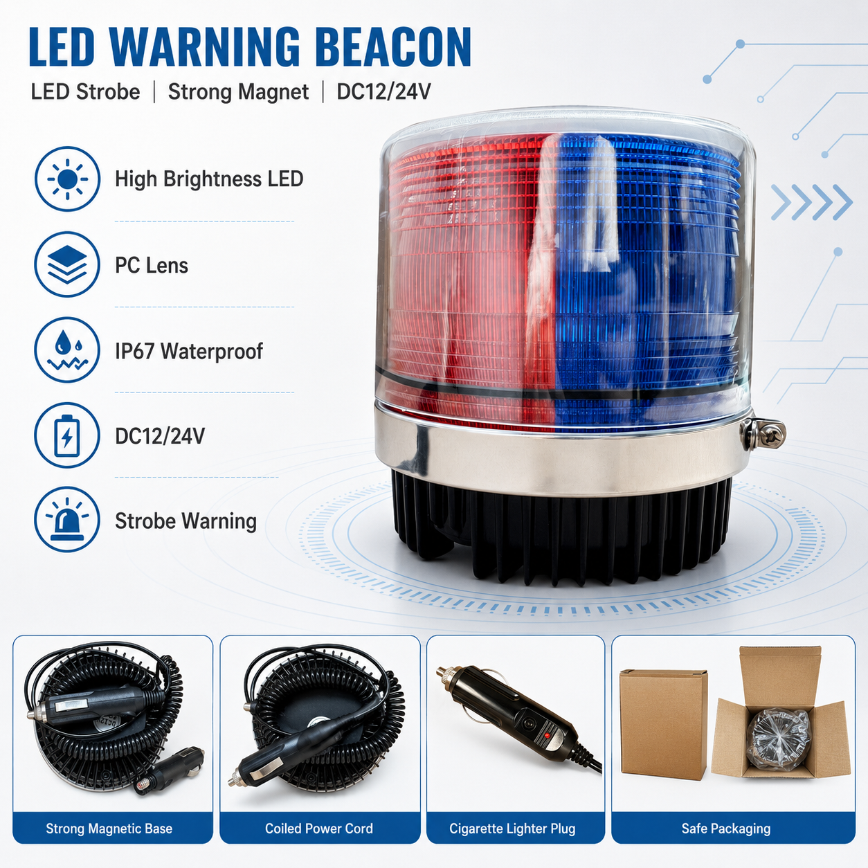 Super Bright Mini LED Strobe Beacon Light 12V 24V Amber Emergency Warning Flashing Lamp With Magnetic Base For Truck Car