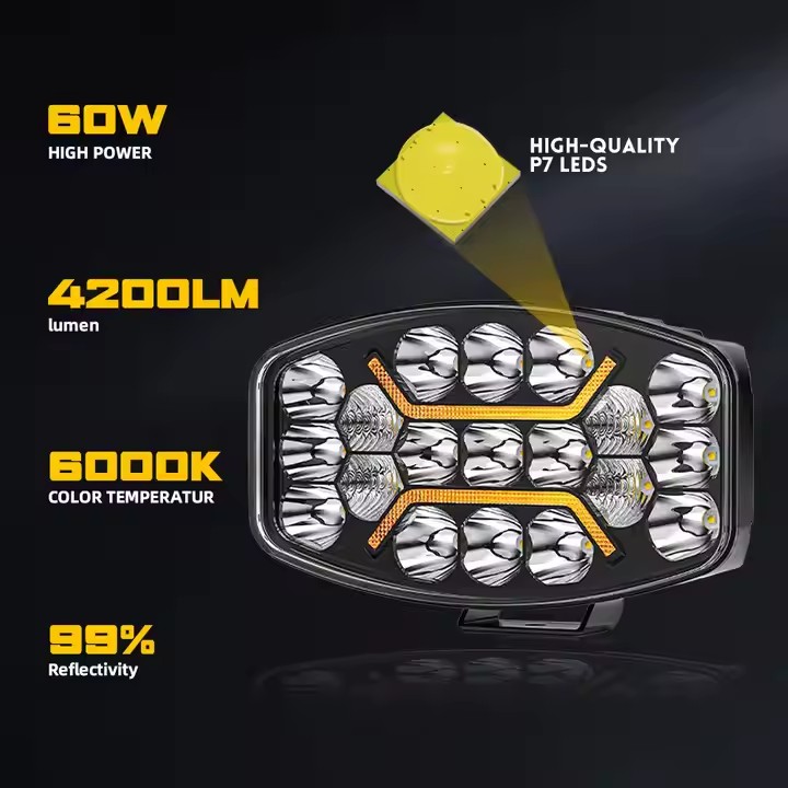 12V 24V Big Heavy Truck 10inch Led Spot Driving Lights with White Amber Dual Color DRL Lights