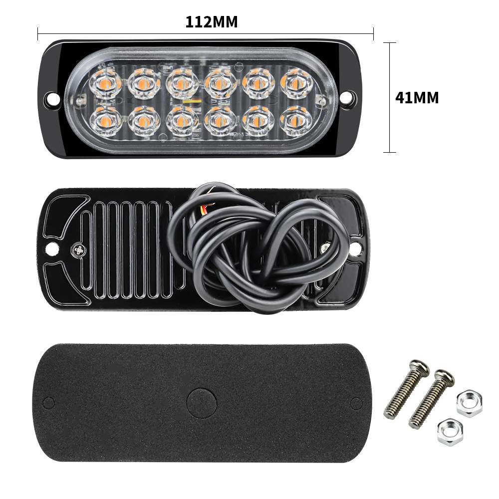 New Waterproof 12V 12LEDs Red Amber Blue White Strobe Truck Side Tail Lighting Retrofit Auto Car Warning Driving Light
