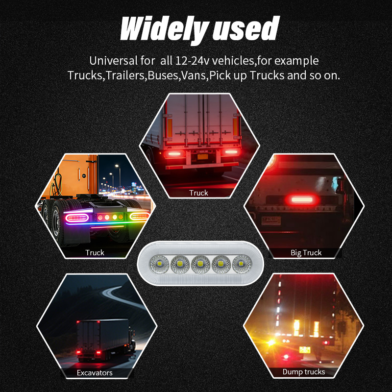 Newest Remote Control Smart Car Light IP67 Waterproof 6 Inch Oval Sealed RGB Tail Light Truck Trailer Rear Stop Lamp DC12V/24V