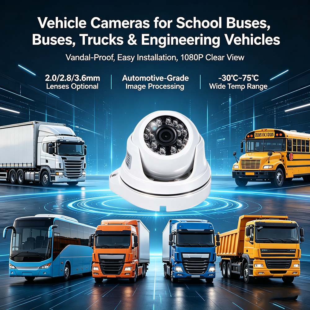 Commercial Grade AHD Car Camera Built-in High Sensitivity Mic Audio Recording AHD 720P Wide Angle Dome for Transport OEM/ODM