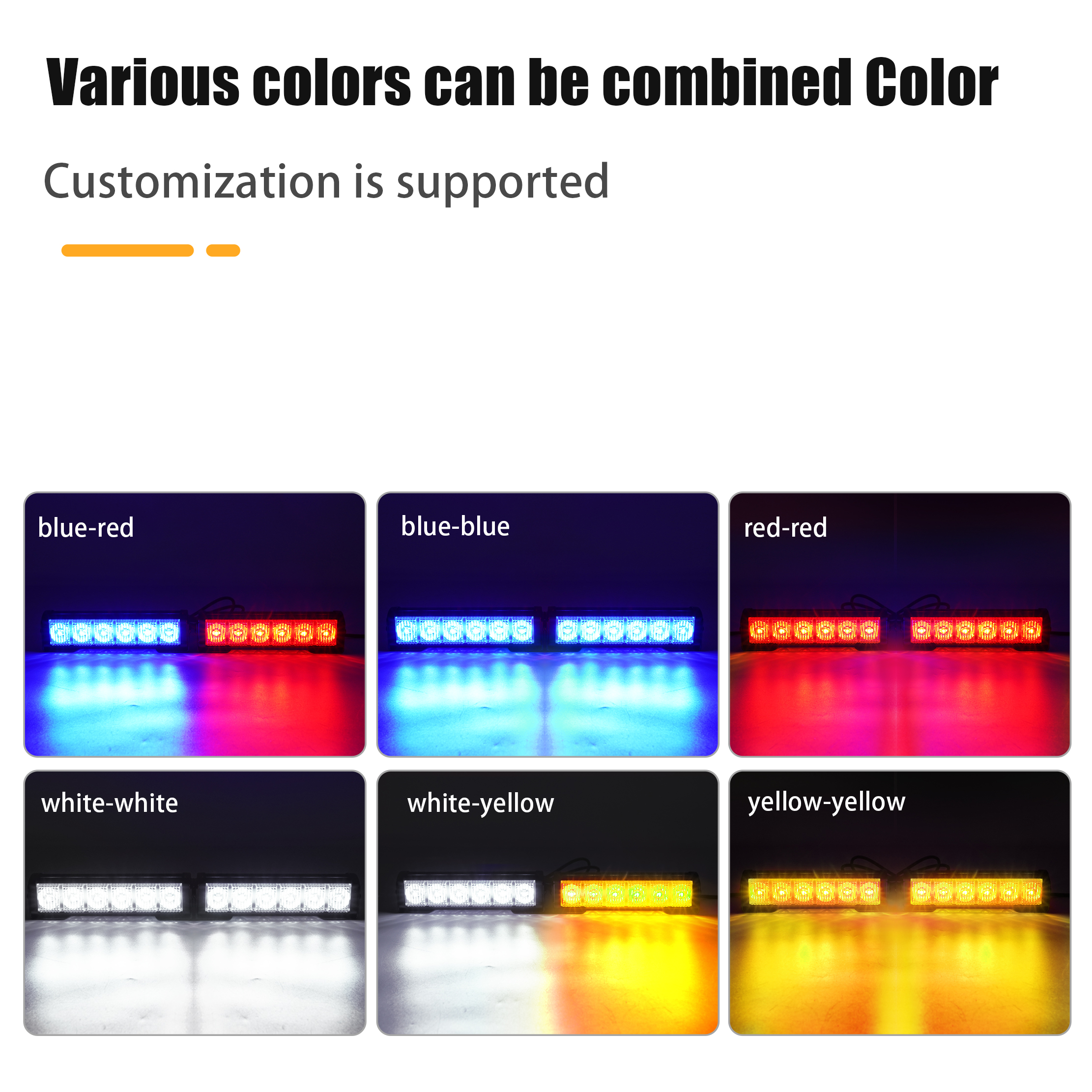 New Security Car Strobe Light Red Blue Amber LED Warning Light Flash Mode Emergency Vehicle Truck Light IP65 Waterproof 12V/24V