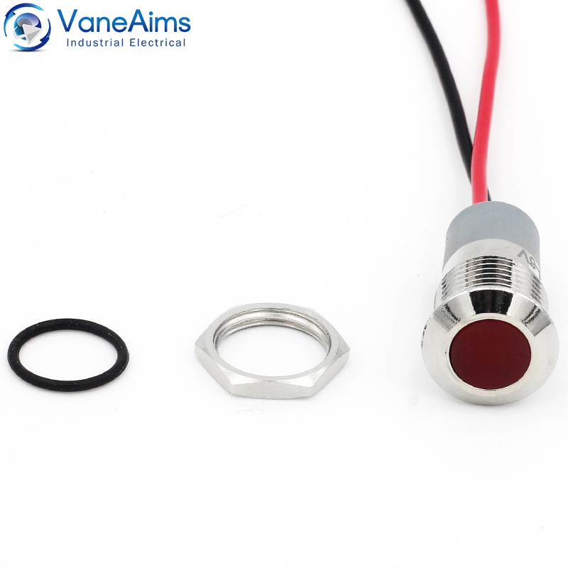 Metal Indicator Lights 6/8/10/12mm Power Signal Lights 3-6V 12-24V, 110V 220V Small Waterproof LED IP65