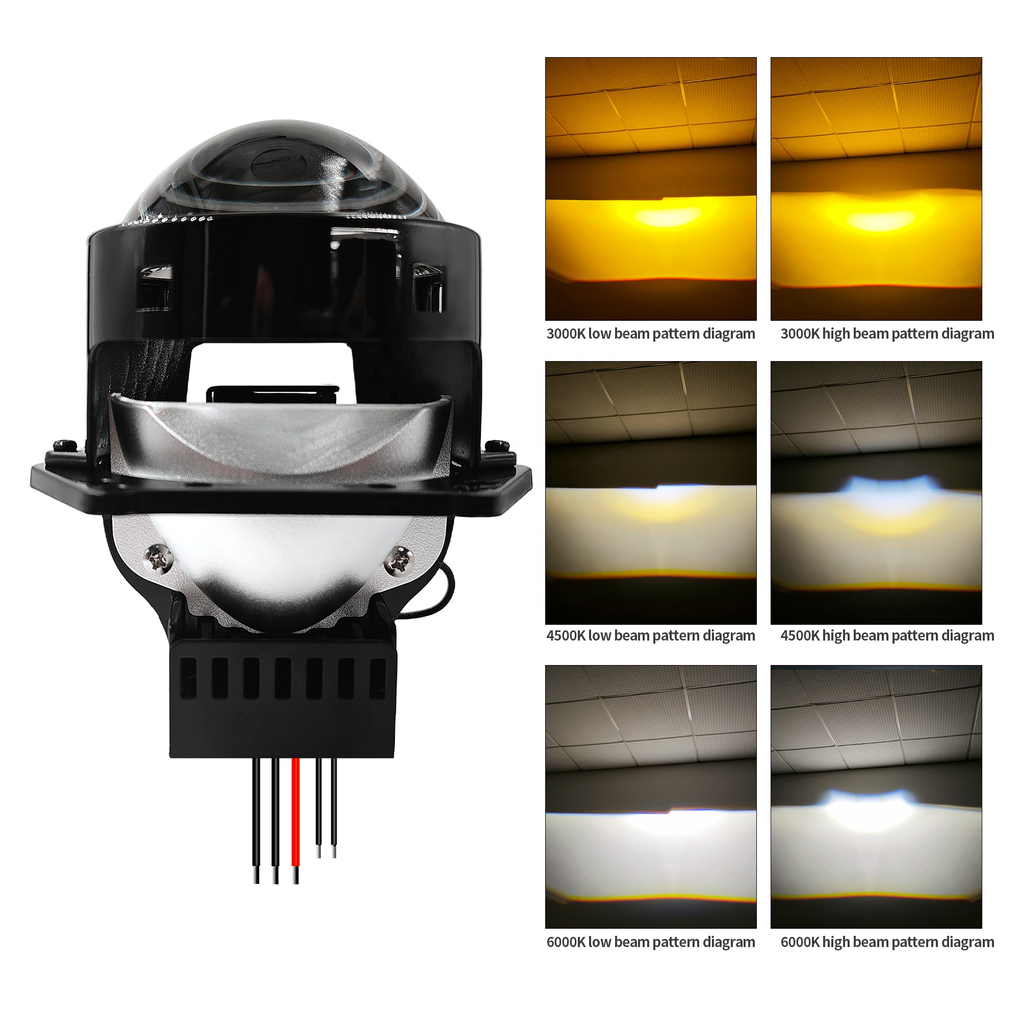 Chenlang High Quality 3 Inch Bi LED Projector Retrofit Kits Lens Car Three Color LED Lens Headlight Hi/Lo Beam Smart APP Control