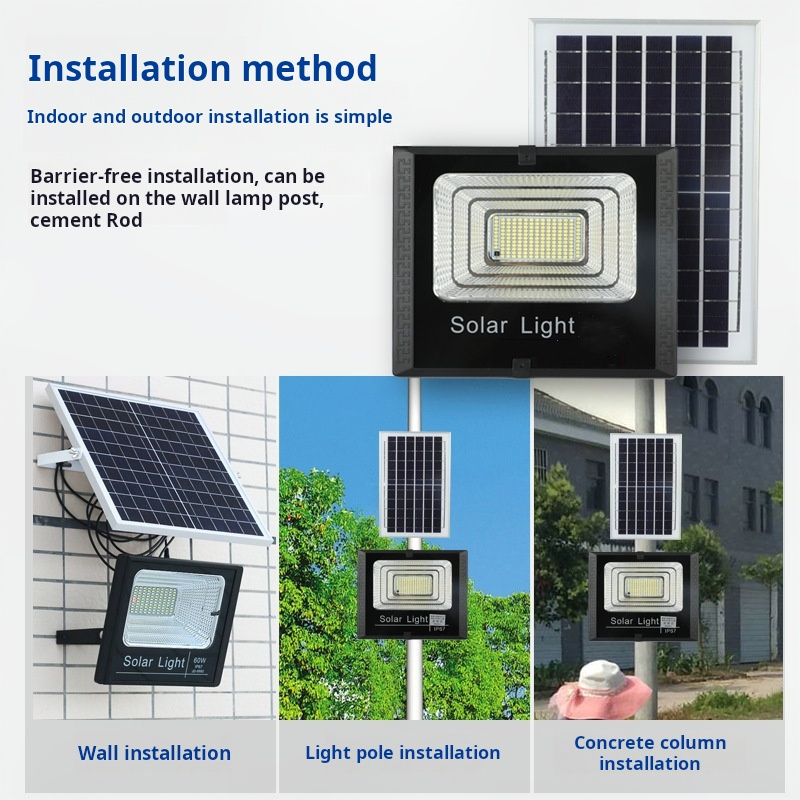 100W Solar LED Flood Light with Tri-Color Dimming Advanced Lighting Control Versatile Applications IP65 for Road Use