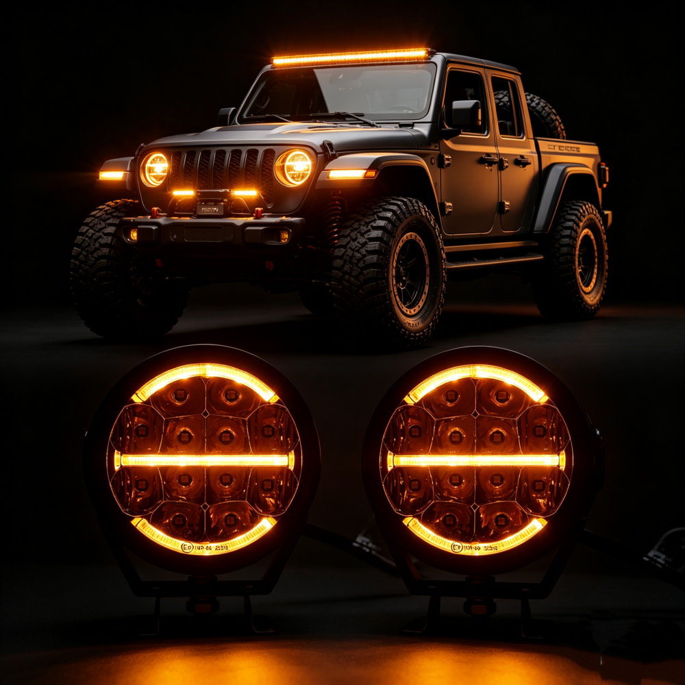 High Intensity LED Driving Lamp with Dual-Color Amber White DRL, 5 Inch Round Spot Light for 4x4 SUV &amp; Lorry, OEM/ODM Support