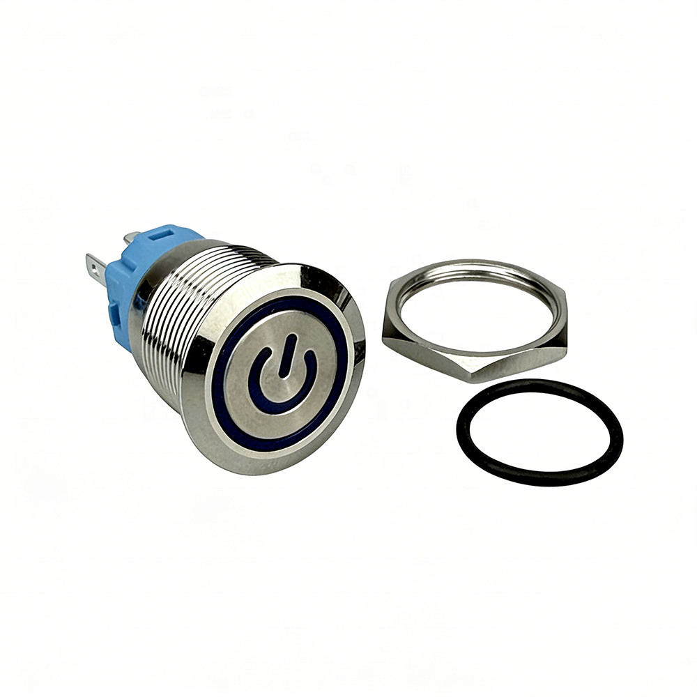 Long Service Life Metal Push Button Switch 12/16/19/22mm Momentary LED IP65 Waterproof 1NO Automotive Use