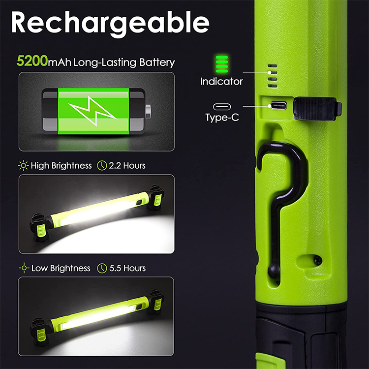 Cordless Rechargeable Magnetic LED Underhood Work Light With Hooks