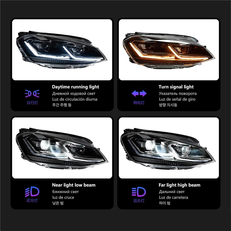2PCS New Golf 6 2009-2012 LED Headlights DRL HID Bi-Xenon Retrofit/Upgrade 12V Auto Accessories 3-year Warranty