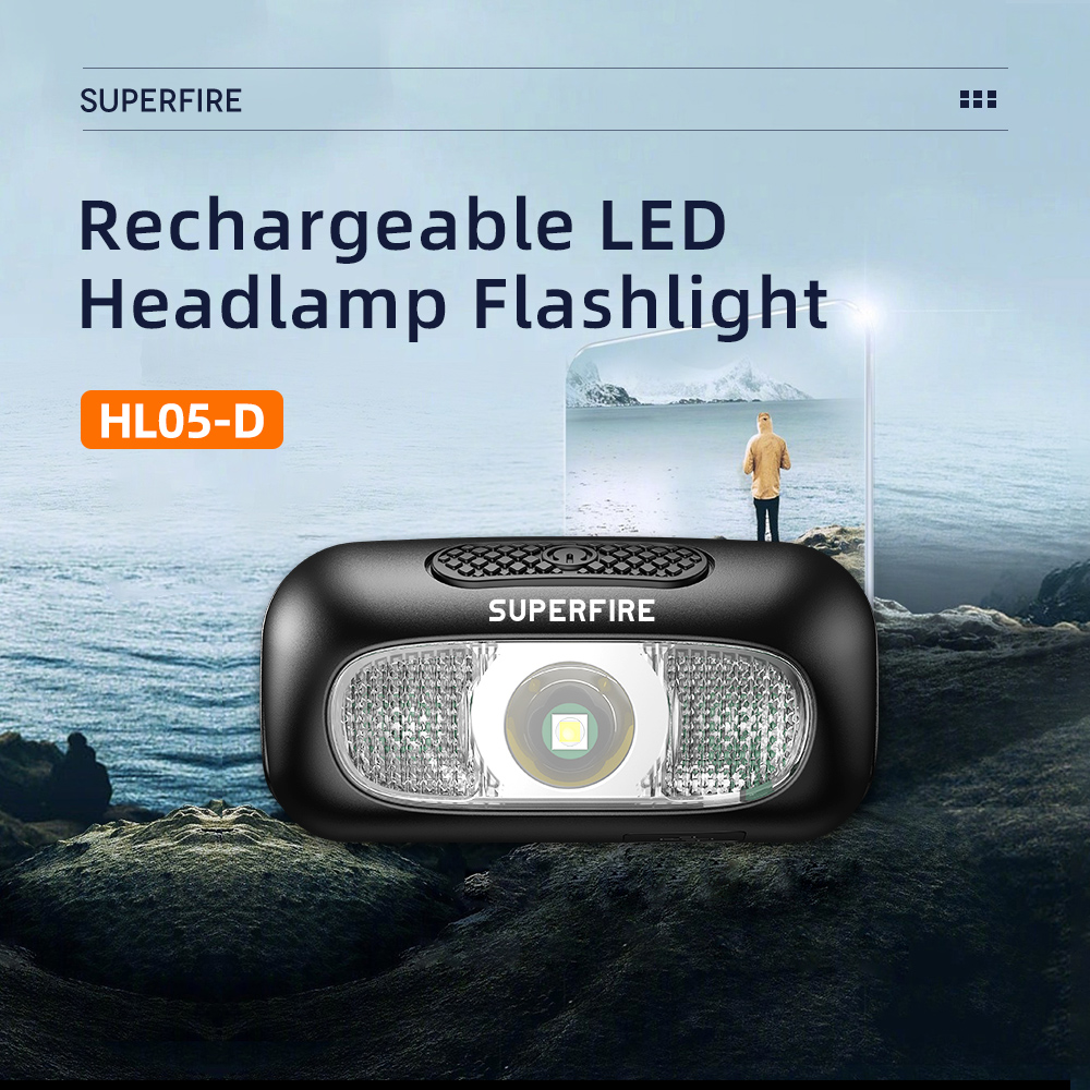 OEM USB Rechargeable Lithium Ion LED HL05-D Camping Headlamp With 3 Modes Adjustable Angle &amp; IP44 Protection