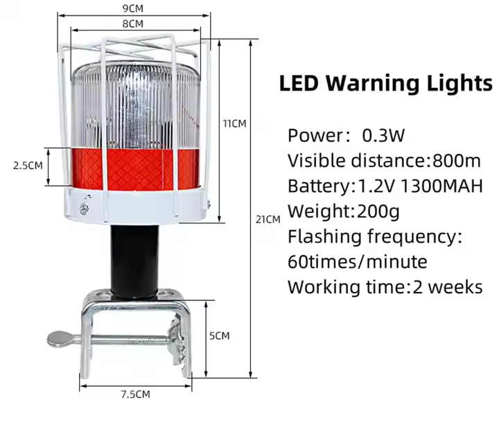 Cage Type Warning Light with Mounting Bracket - Heavy Duty LED Beacon for Industrial Vehicles