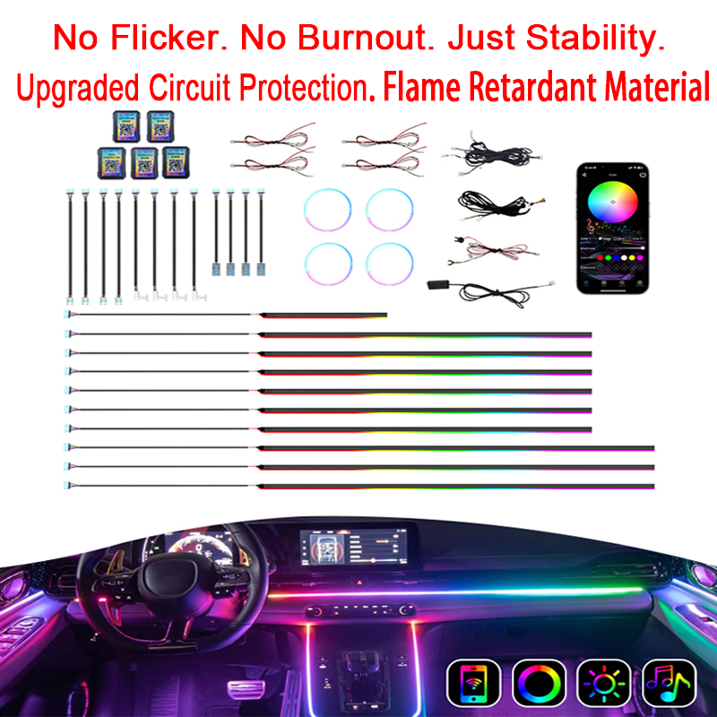 OEM ODM Car Ambient Light Kit Built in Resistor Prevent LED Burnout Flame Retardant Material Universal Car Interior Lighting