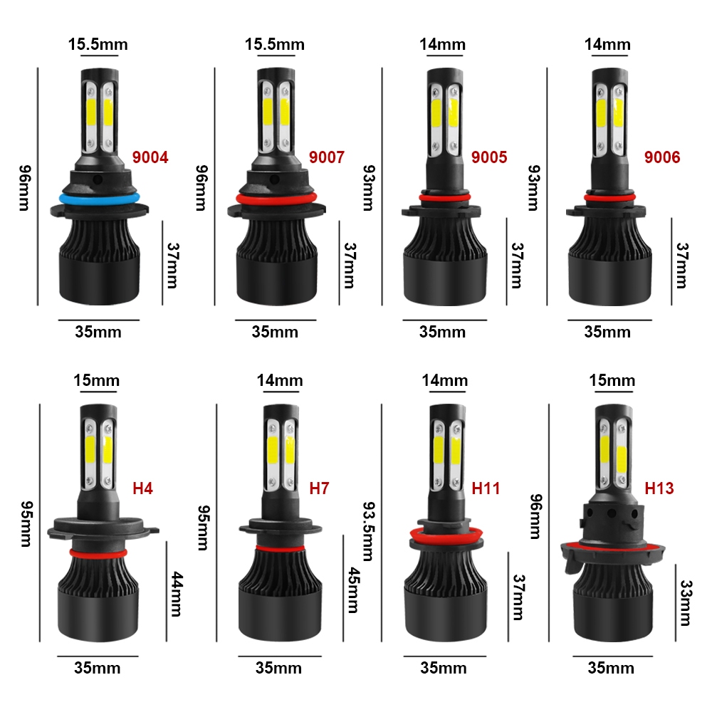 Auto Lighting System X7 H7 H11 H4 Led Headlights Bulb 9006 Bus Headlamp Led Lighting for Vehicle Cars Led Head Lights 4 Sides