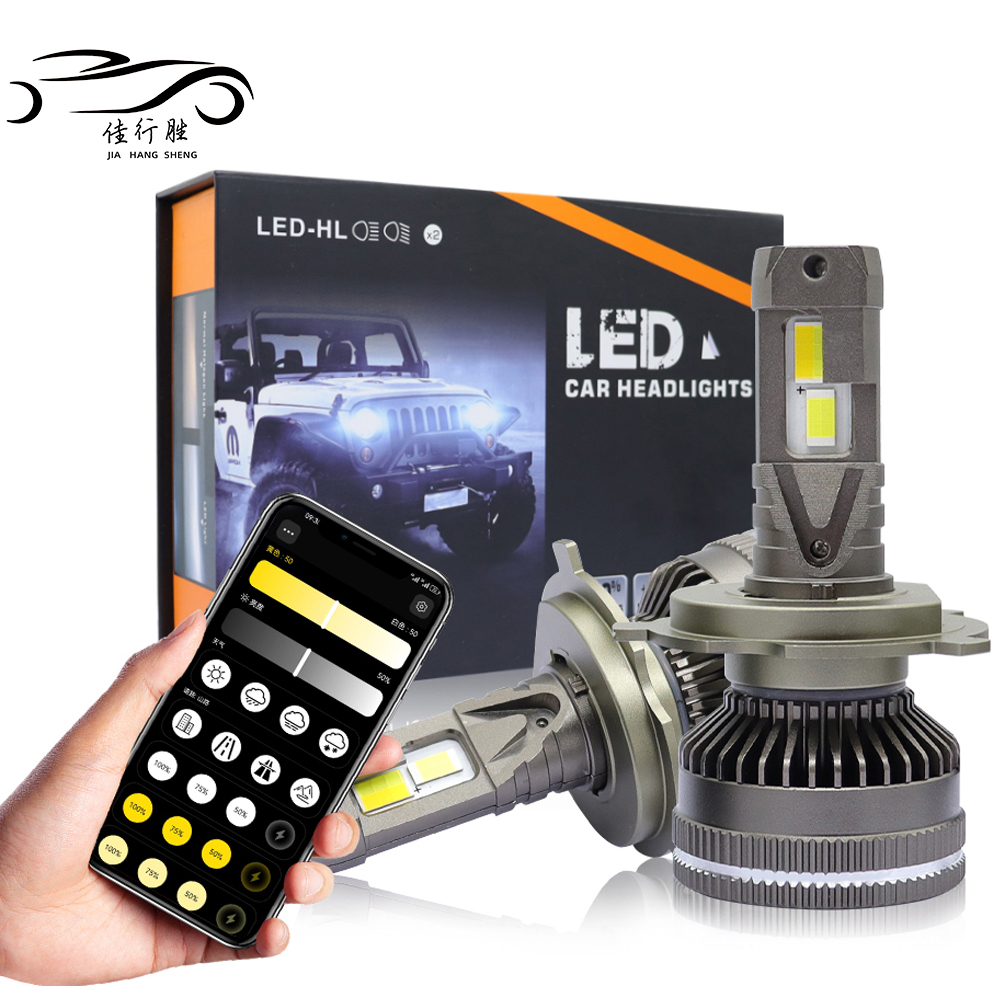 JHS 190W Smart App Control LED Headlights Waterproof 30000LM 6000K-6500K Led Bulbs Plug and Play