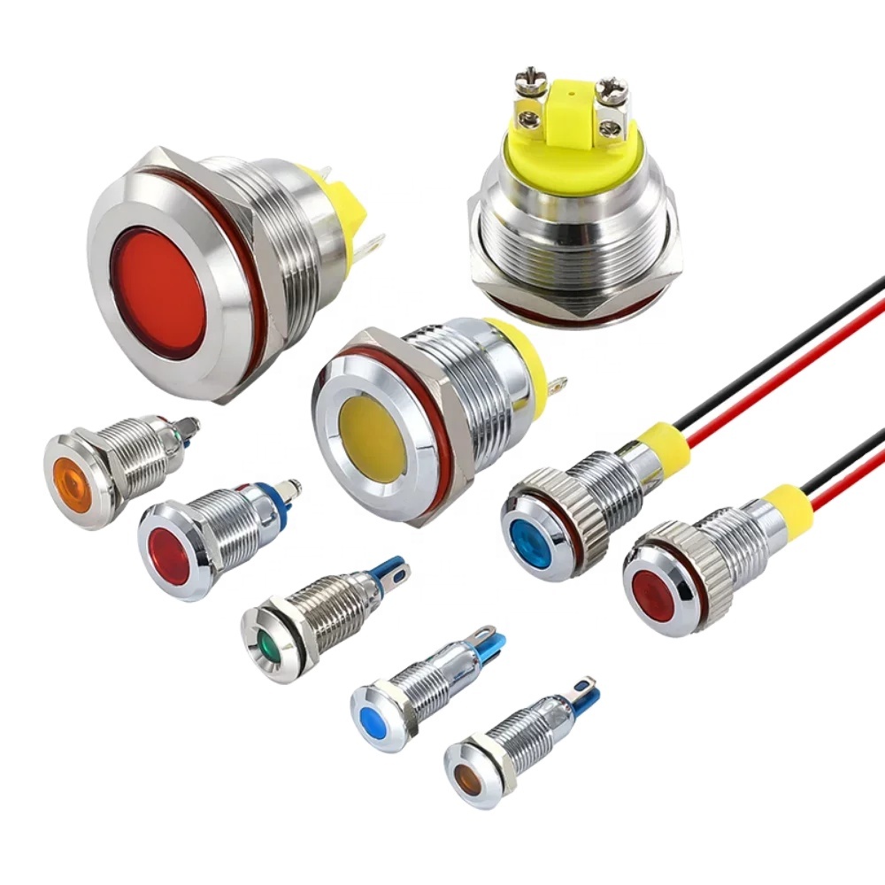Hot Selling 6/8/10/12/16/19mm Signal Lamp With Wire 3V 6V 12V LED Waterproof Metal Indicator Light For Mechanical Equipment
