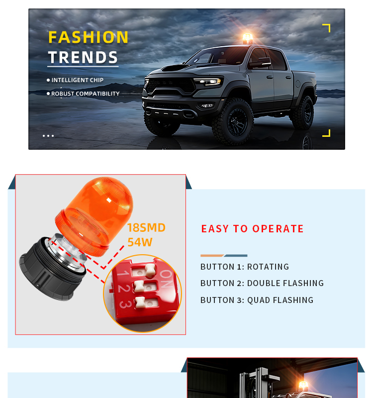 Hot Selling Heavy Duty Amber LED Strobe Warning Light for Vehicle Roof Top Agricultural Machinery Light Waterproof for Truck