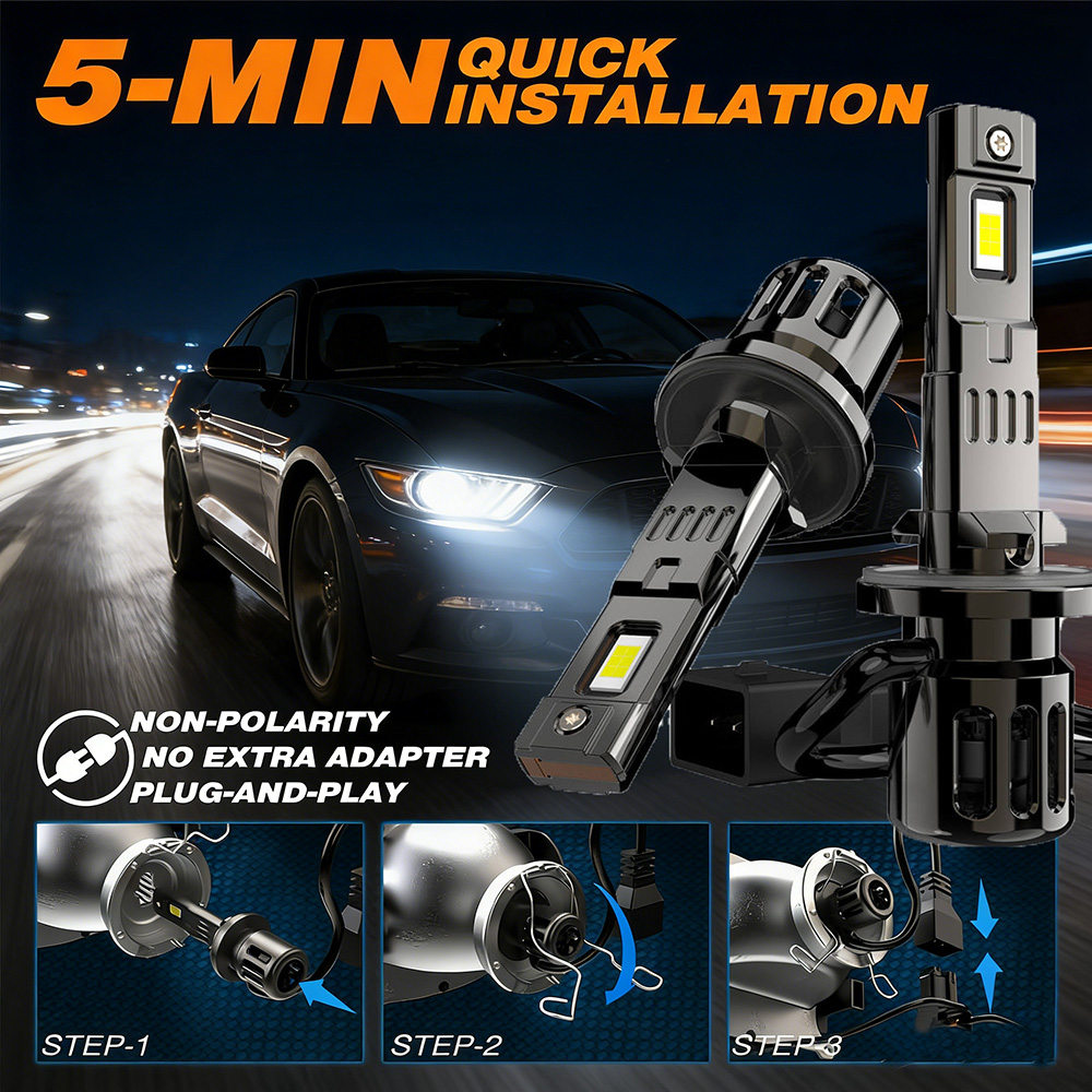 T3 35W 6000K Smart APP Control 12V New LED Car Headlight Adjustable Power Rain/Fog/Blue Light H11 Bulb Shape Universal Fitment