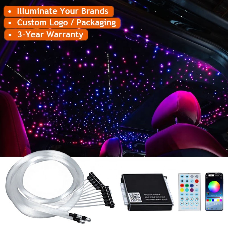 Custom Logo Fiber Optic Starlight Twinkle Roof Car Starlight Headliner Kit 500 1000 2000 Piece With Shooting Stars For Car