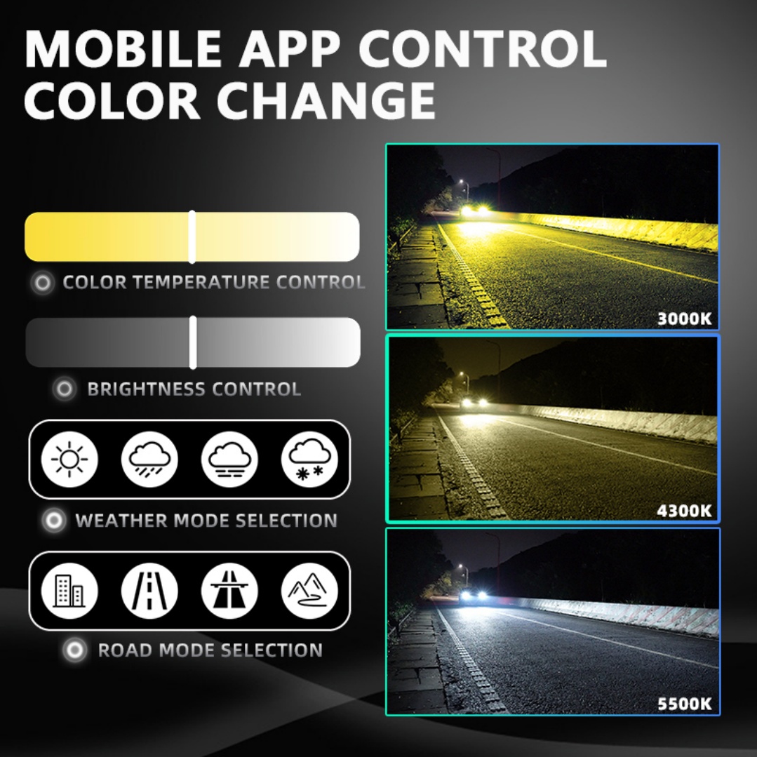 SANVI V5pro 90W 12V App Smart LED Headlights 31000LM 6000K-3000K Bulbs for Accord Upgrade