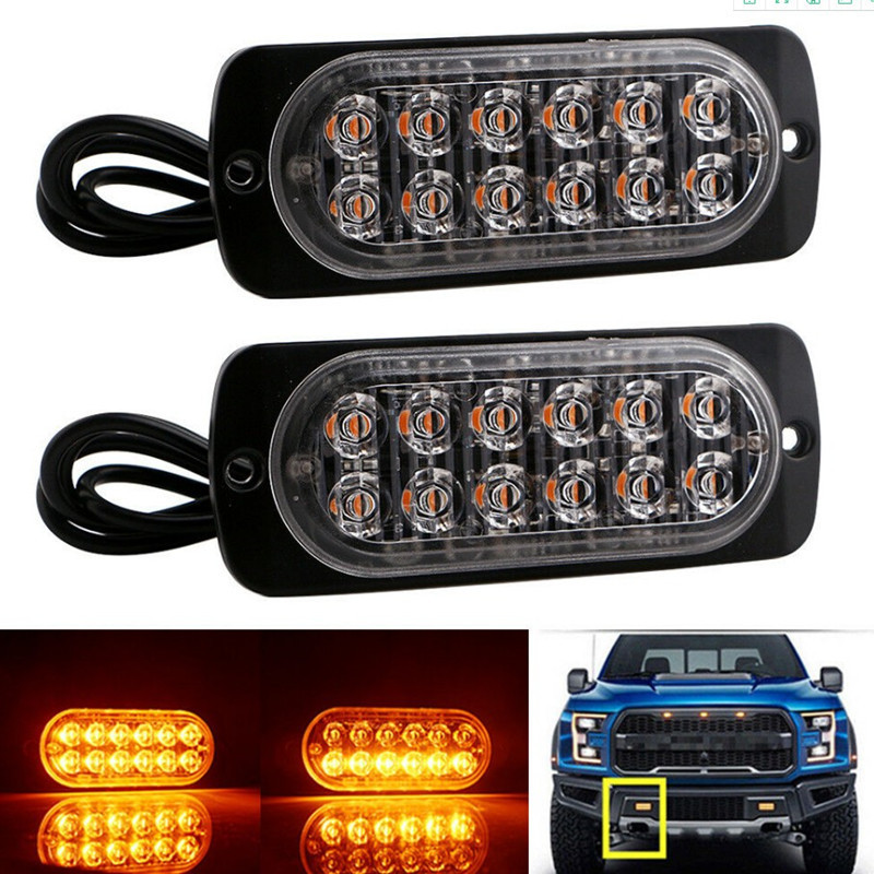 New Waterproof 12V 12LEDs Red Amber Blue White Strobe Truck Side Tail Lighting Retrofit Auto Car Warning Driving Light