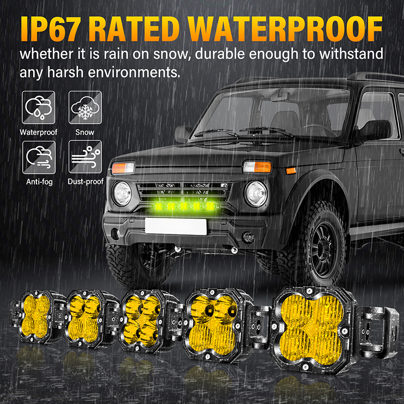 OEM ODM Daisy-Chainable Overlanding 4x4 Driving Spot Lights Aviation Aluminum IP67 Waterproof 5000 Lumens Exterior Light