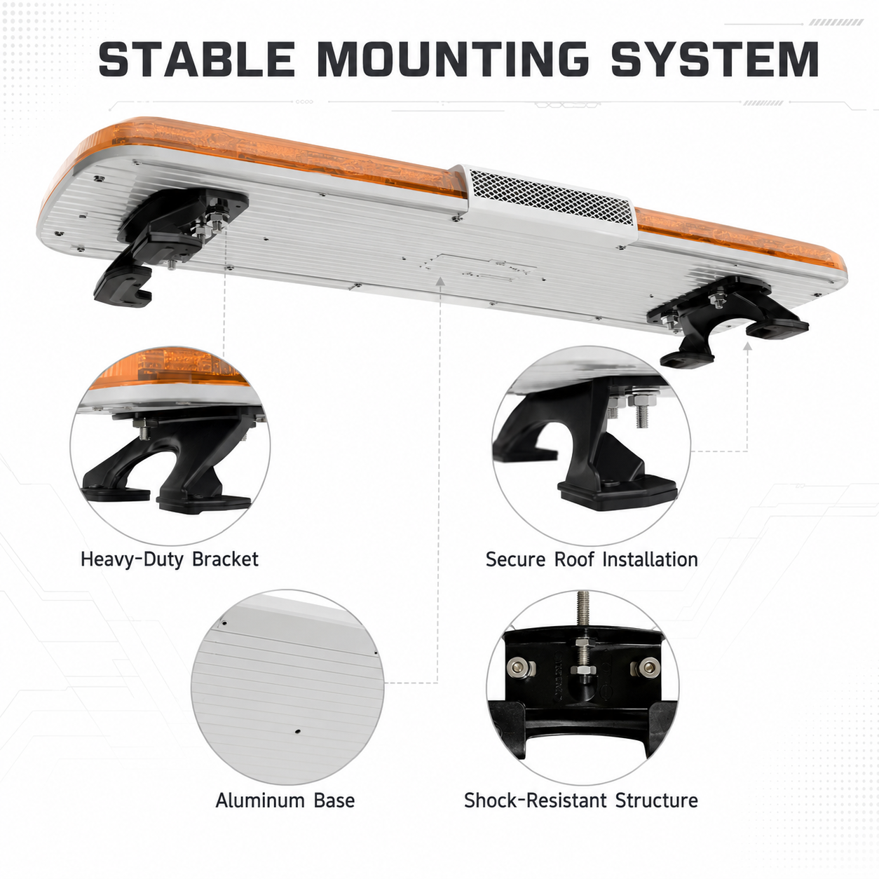 1.2M LED Warning Light Bar DC 12V/24V Roof Mounted Strobe Light For Service And Utility Vehicles