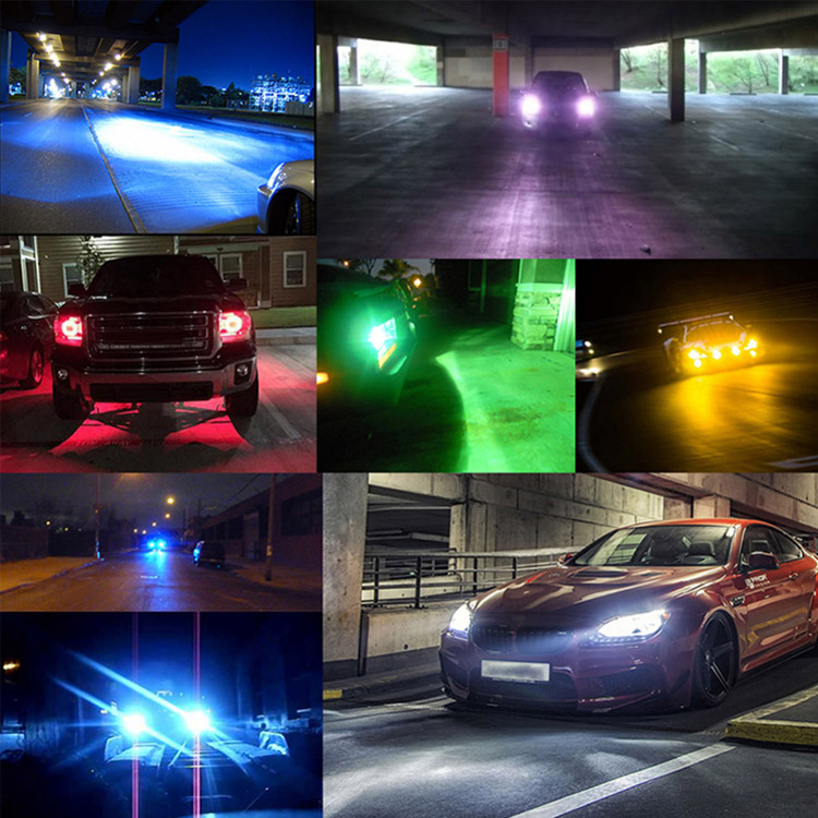 DC 12V Car LED RGB APP Intelligent Control Fog Lights Bulbs H7 H4 8000LM 6500K IP67 80W Headlight