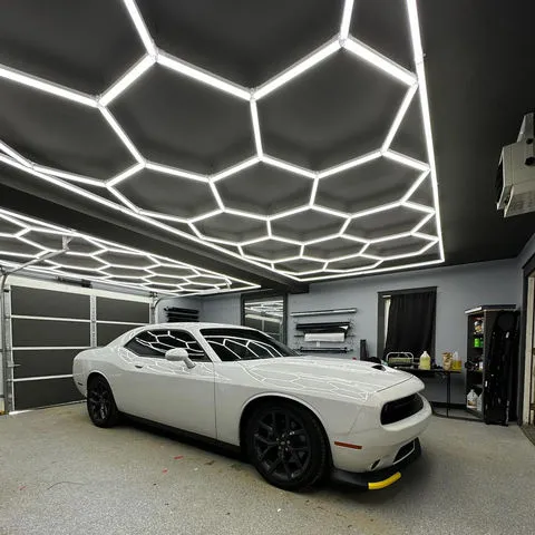 Hexagonal Honeycomb Automotive LED Working Lights 220V Linkable Car Showroom Beauty Station Care Workshop Lamp Detailing Lights